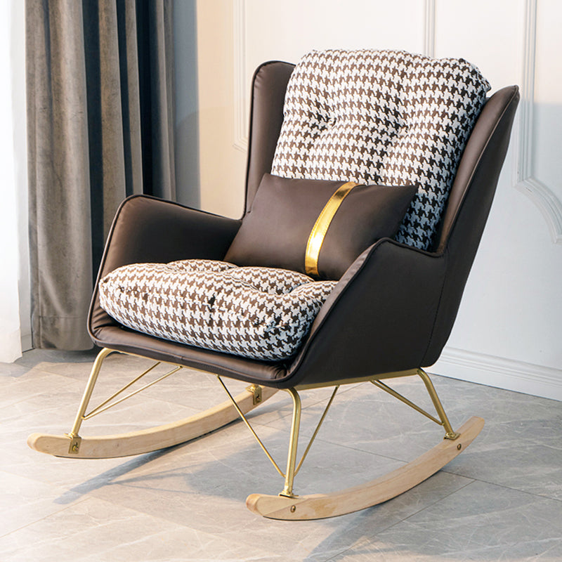 Modern Rocking Chair Ottoman Golden Legs Rocker Chair with Pillow