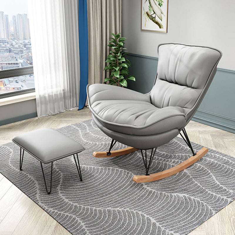 Contemporary Rocking Chair Fabric Upholstered Wing Chair Back Indoor Rocking Chair