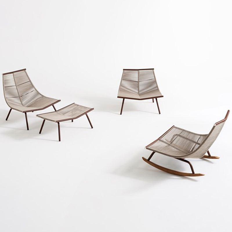 Modern Style Rocking Chair Metal Frame Wicker Spindle Rocker Chair with Light Legs