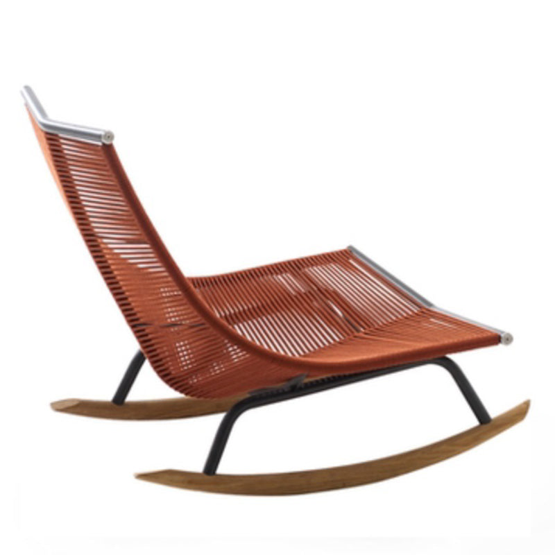 Modern Style Rocking Chair Metal Frame Wicker Spindle Rocker Chair with Light Legs