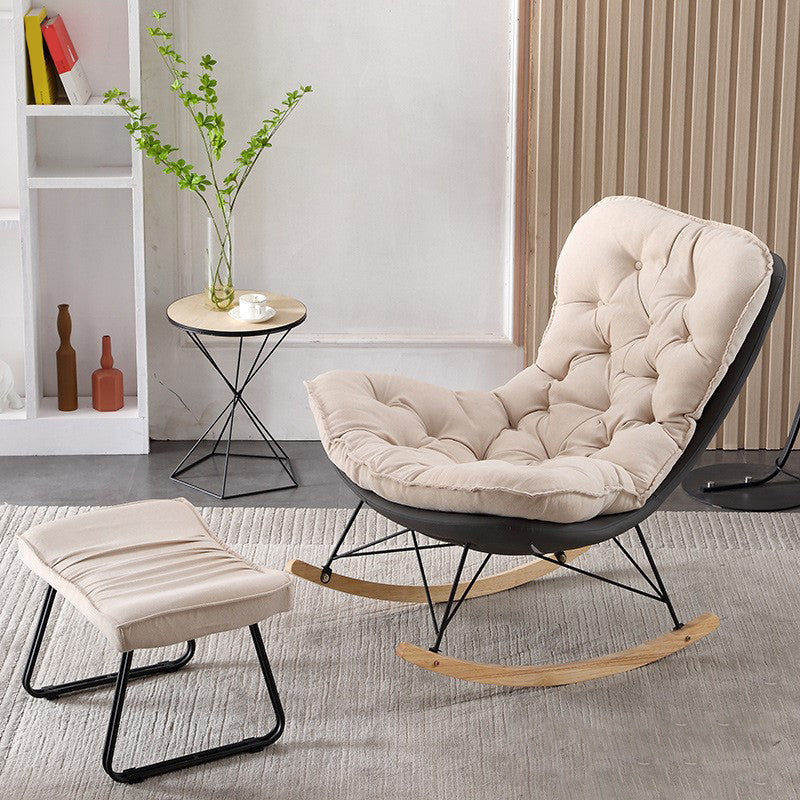 Contemporary Rocking Chair Upholstered Tufted Cushions with Light Legs Glider