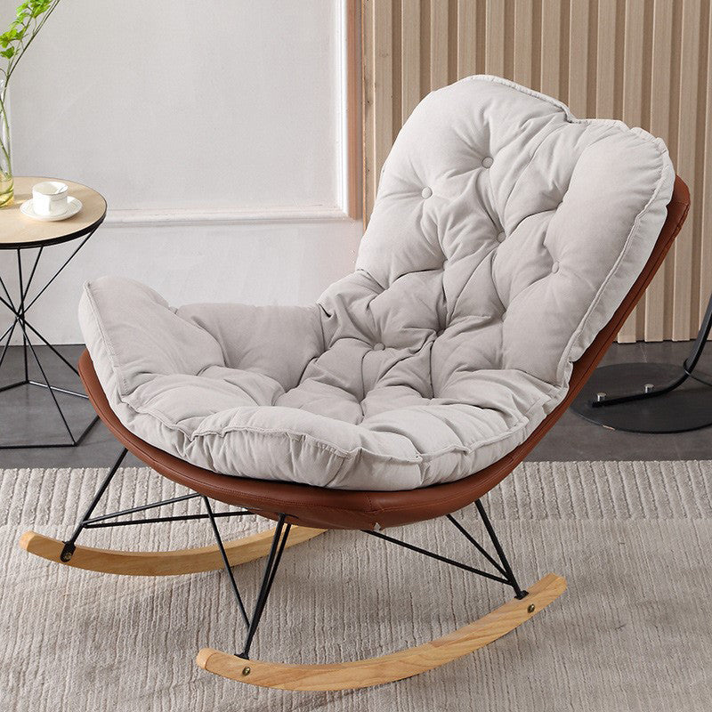 Contemporary Rocking Chair Upholstered Tufted Cushions with Light Legs Glider