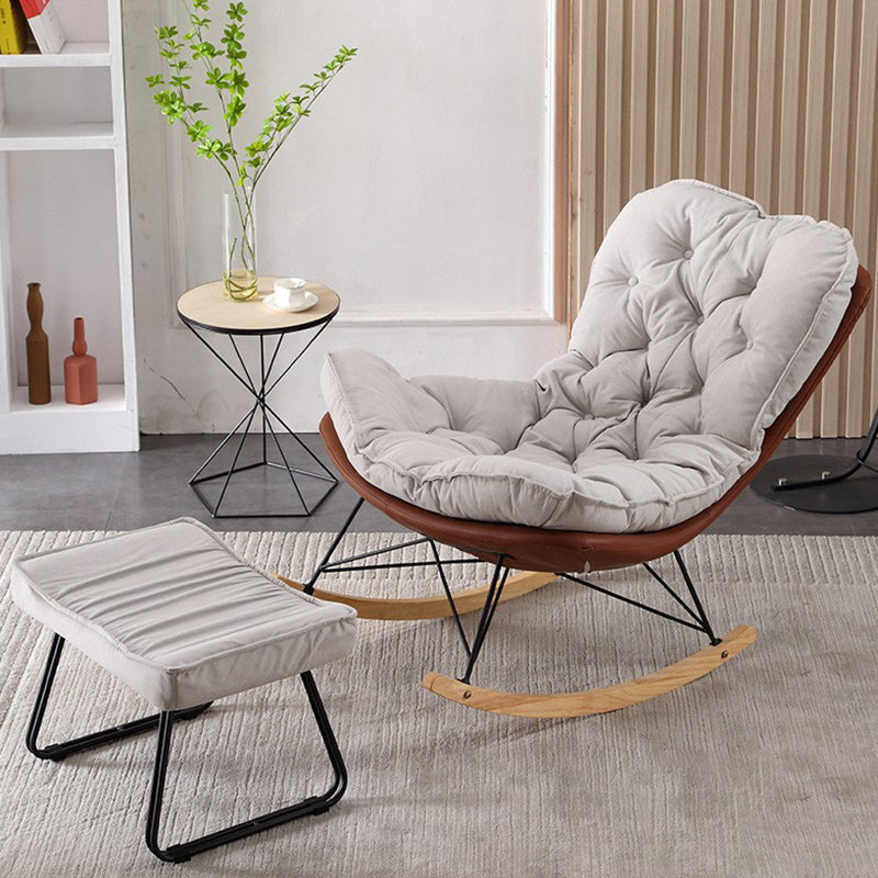Contemporary Rocking Chair Upholstered Tufted Cushions with Light Legs Glider