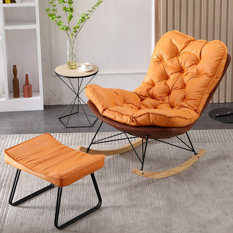 Contemporary Rocking Chair Upholstered Tufted Cushions with Light Legs Glider