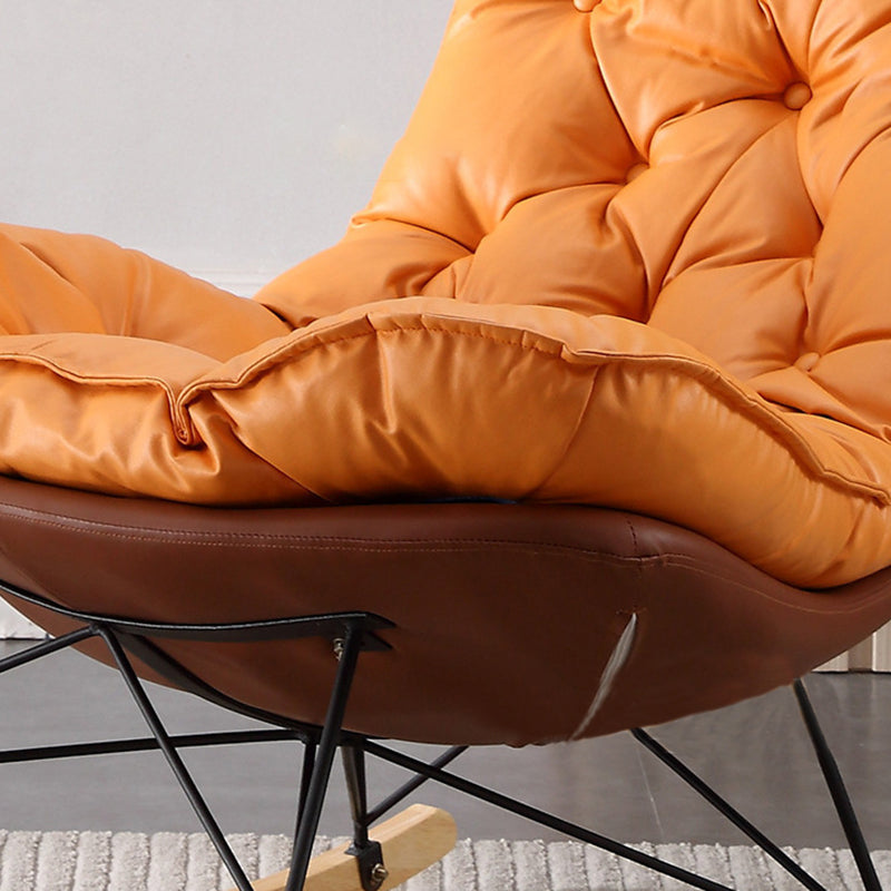 Contemporary Rocking Chair Upholstered Tufted Cushions with Light Legs Glider