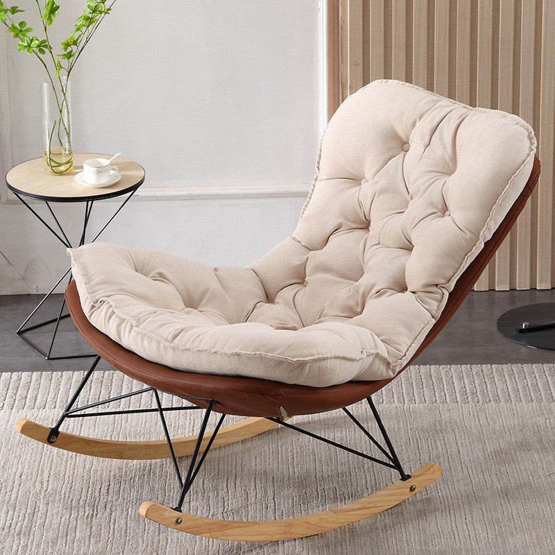 Contemporary Rocking Chair Upholstered Tufted Cushions with Light Legs Glider