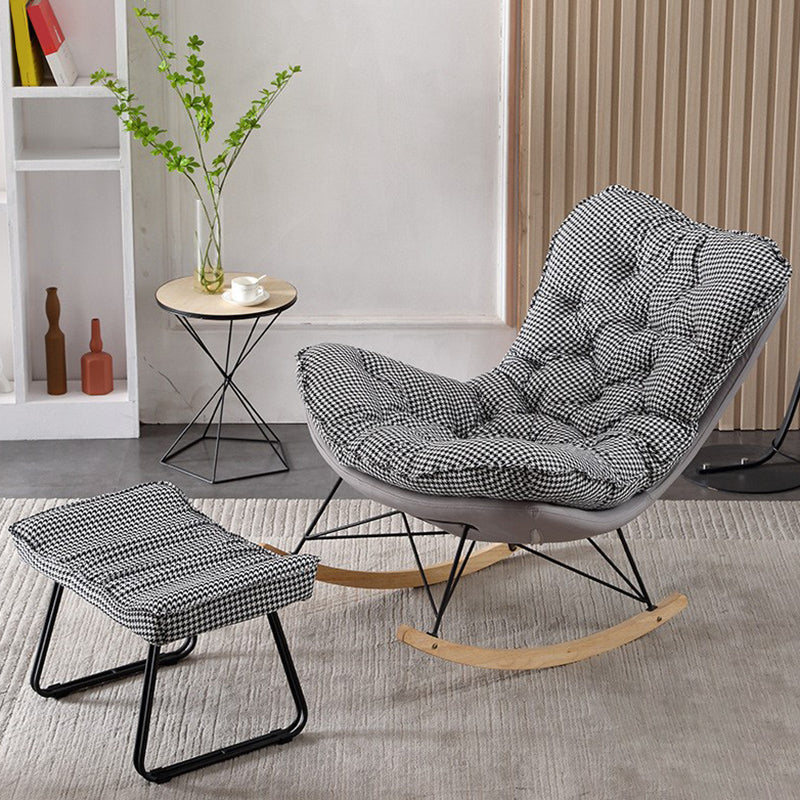 Contemporary Rocking Chair Upholstered Tufted Cushions with Light Legs Glider