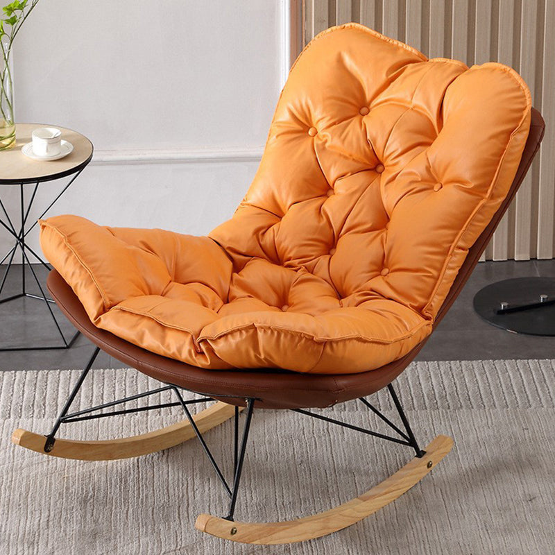 Contemporary Rocking Chair Upholstered Tufted Cushions with Light Legs Glider