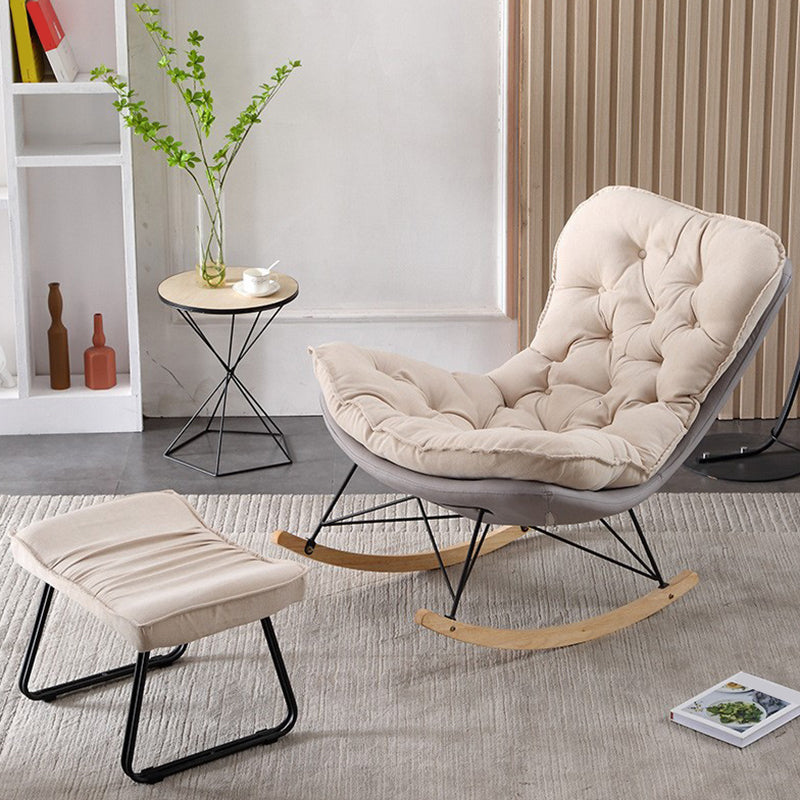 Contemporary Rocking Chair Upholstered Tufted Cushions with Light Legs Glider