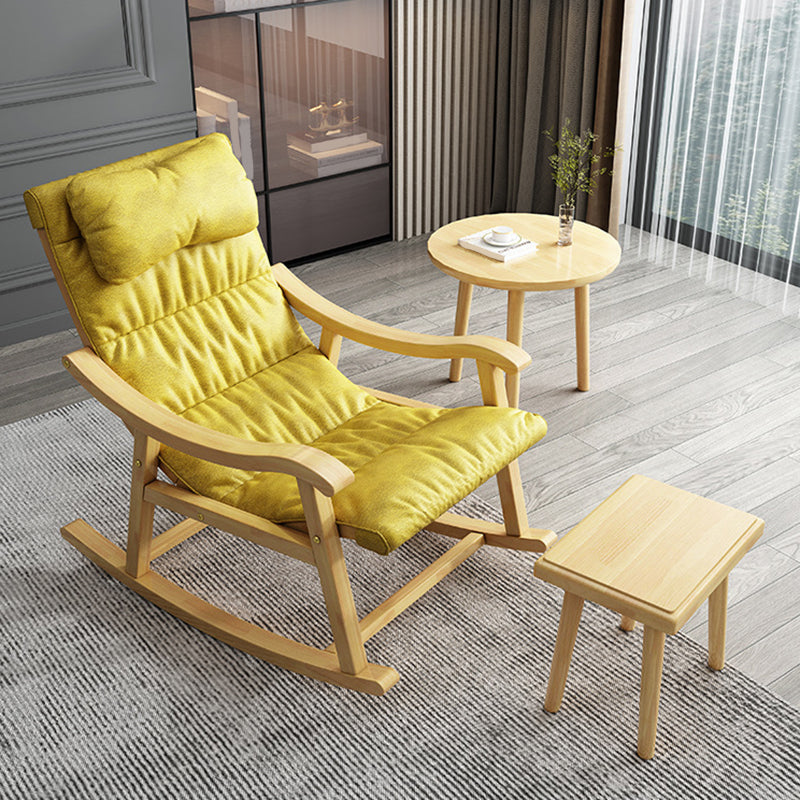 Creative Indoor Rocking Chair Faux Leather Rocker Chair with Wooden Legs