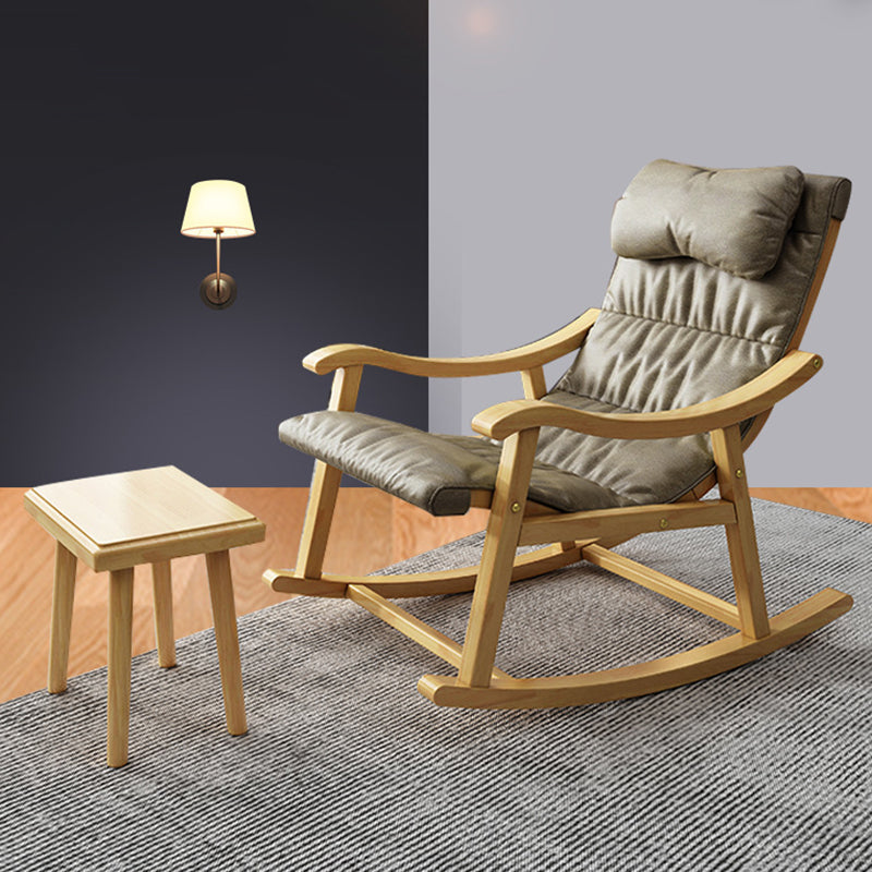 Creative Indoor Rocking Chair Faux Leather Rocker Chair with Wooden Legs