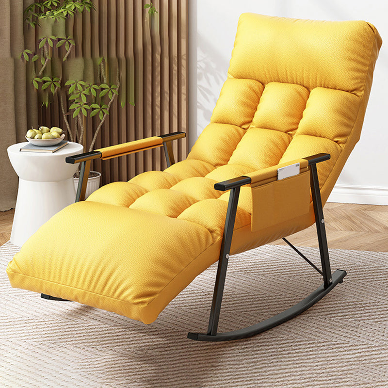 Upholstered Rocking Chair Reclining Yellow Rocker Chair for Drawing Room