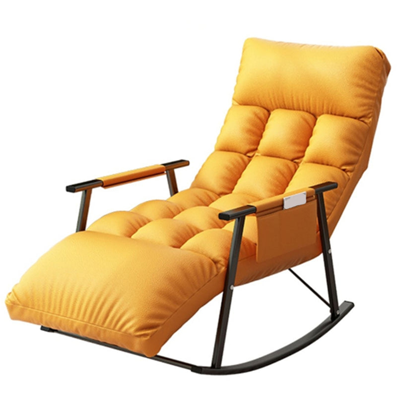 Upholstered Rocking Chair Reclining Yellow Rocker Chair for Drawing Room