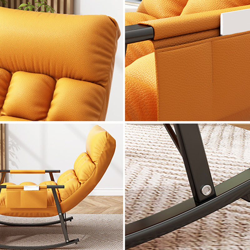 Upholstered Rocking Chair Reclining Yellow Rocker Chair for Drawing Room