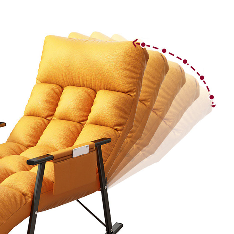 Upholstered Rocking Chair Reclining Yellow Rocker Chair for Drawing Room