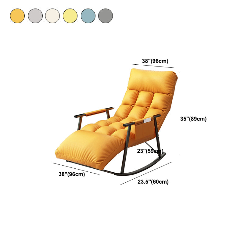 Upholstered Rocking Chair Reclining Yellow Rocker Chair for Drawing Room