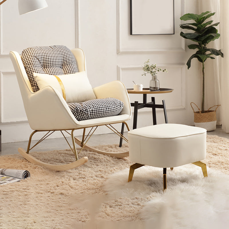 Contemporary Rocking Chair Rubber Wood Frame Wing Chair Back Indoor Rocking Chair