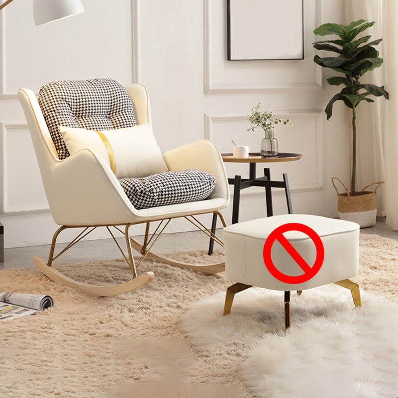 Contemporary Rocking Chair Rubber Wood Frame Wing Chair Back Indoor Rocking Chair