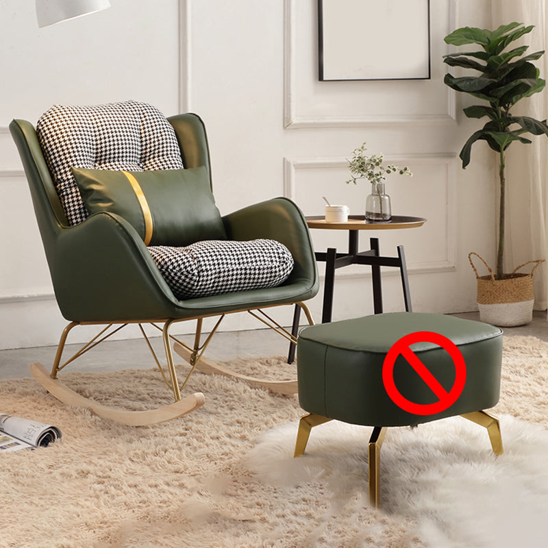 Contemporary Rocking Chair Rubber Wood Frame Wing Chair Back Indoor Rocking Chair