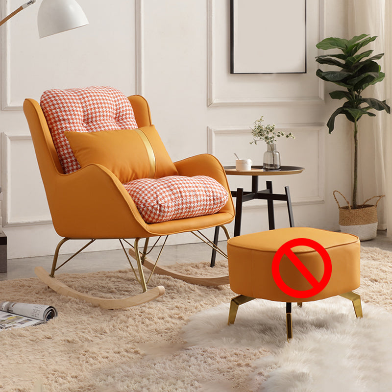 Contemporary Rocking Chair Rubber Wood Frame Wing Chair Back Indoor Rocking Chair