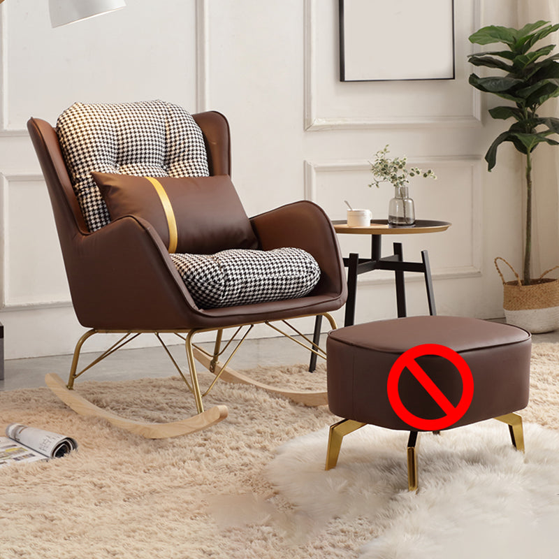 Contemporary Rocking Chair Rubber Wood Frame Wing Chair Back Indoor Rocking Chair