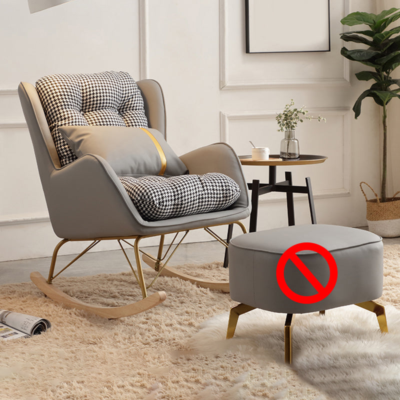 Contemporary Rocking Chair Rubber Wood Frame Wing Chair Back Indoor Rocking Chair