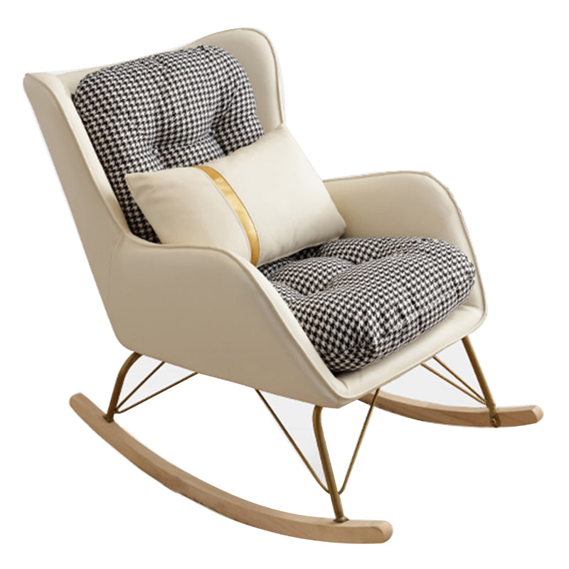 Contemporary Rocking Chair Rubber Wood Frame Wing Chair Back Indoor Rocking Chair