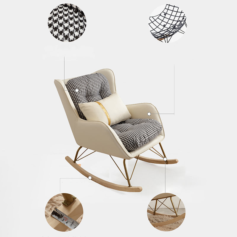 Contemporary Rocking Chair Rubber Wood Frame Wing Chair Back Indoor Rocking Chair