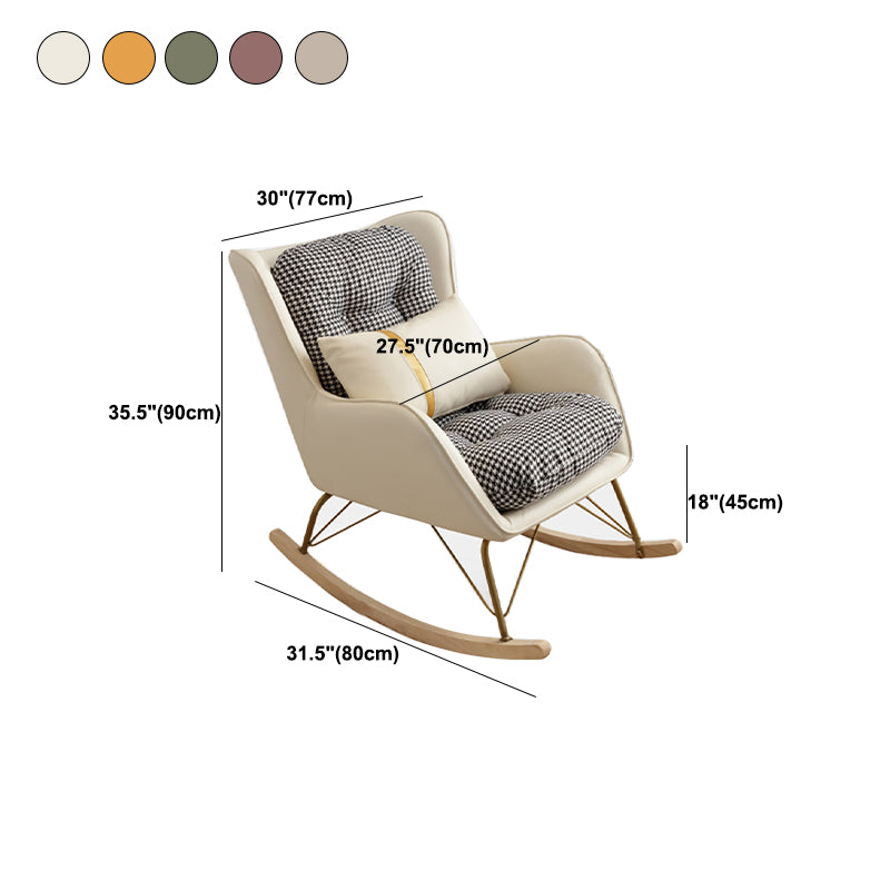 Contemporary Rocking Chair Rubber Wood Frame Wing Chair Back Indoor Rocking Chair