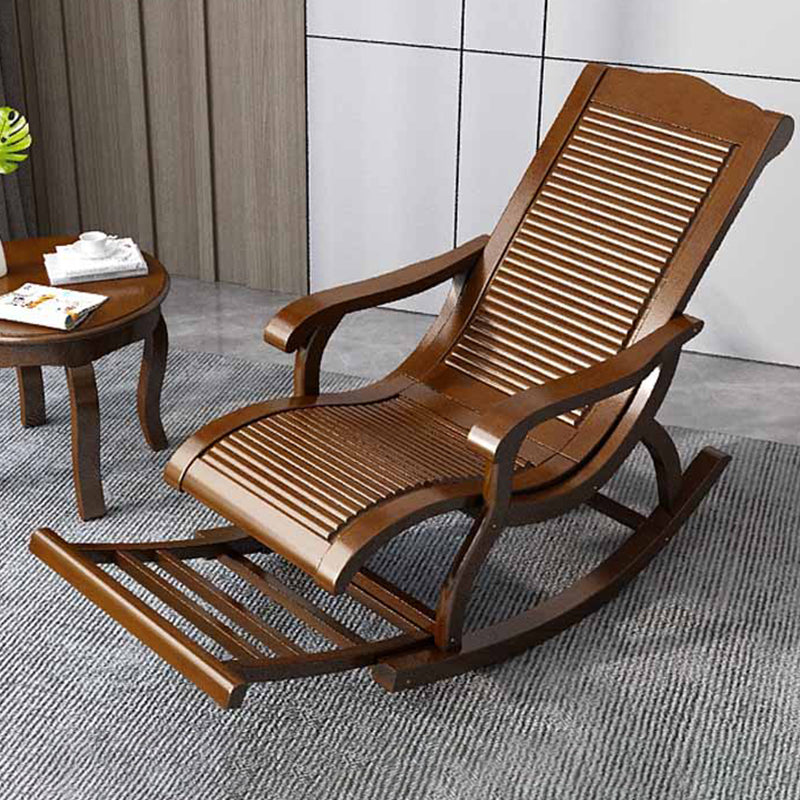 Traditional Rocking Chair Rubber Wood Frame Trapezoidal Back Indoor Rocking Chair