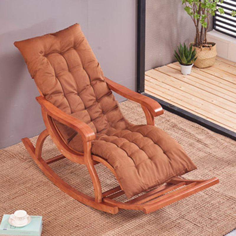 Traditional Rocking Chair Rubber Wood Frame Trapezoidal Back Indoor Rocking Chair