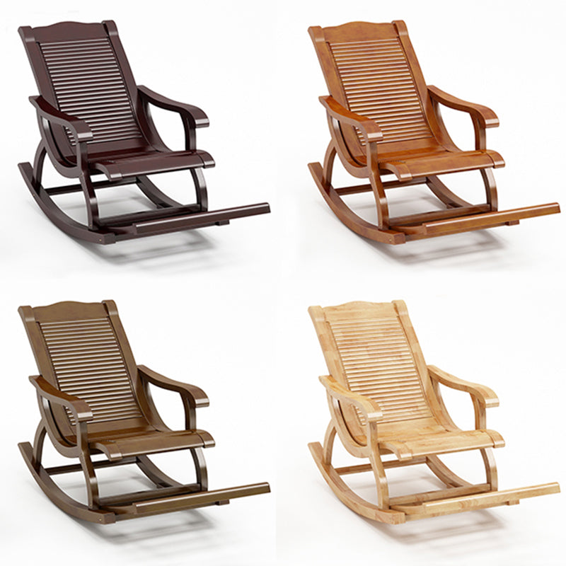 Traditional Rocking Chair Rubber Wood Frame Trapezoidal Back Indoor Rocking Chair