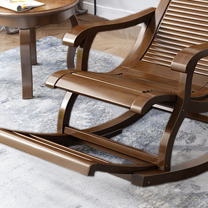 Traditional Rocking Chair Rubber Wood Frame Trapezoidal Back Indoor Rocking Chair