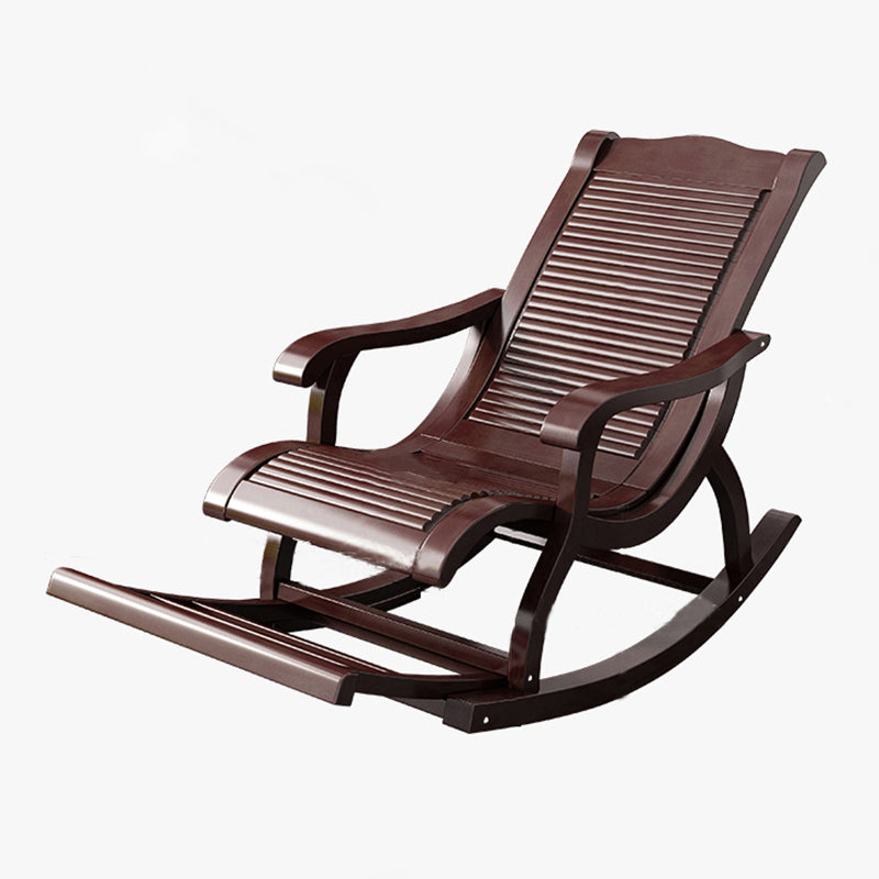 Traditional Rocking Chair Rubber Wood Frame Trapezoidal Back Indoor Rocking Chair