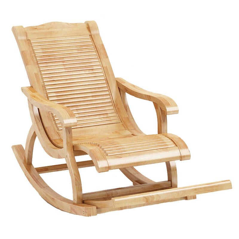 Traditional Rocking Chair Rubber Wood Frame Trapezoidal Back Indoor Rocking Chair