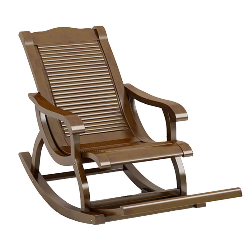 Traditional Rocking Chair Rubber Wood Frame Trapezoidal Back Indoor Rocking Chair