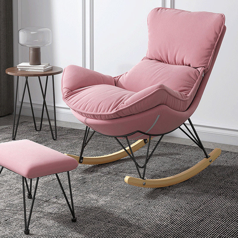 Simple Faux Leather Rocker Chair Plain Rocking Chair with Removable Cushions