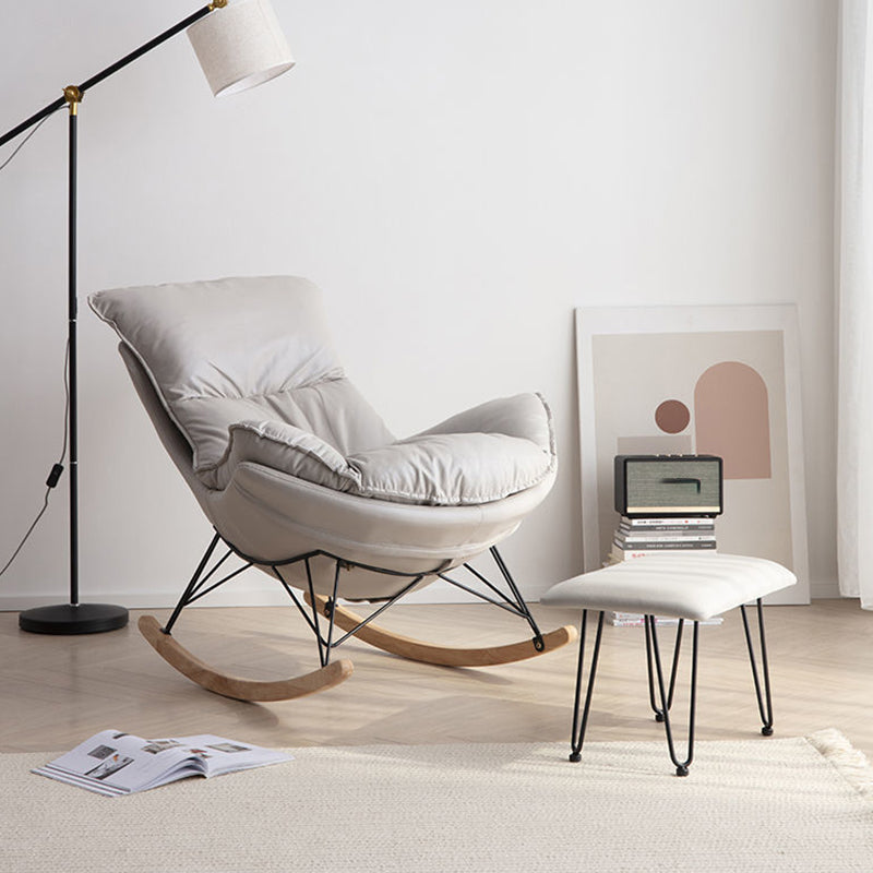 Simple Faux Leather Rocker Chair Plain Rocking Chair with Removable Cushions