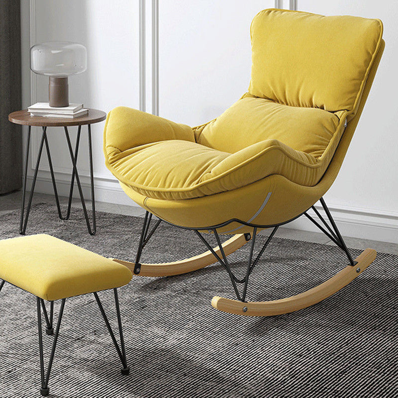 Simple Faux Leather Rocker Chair Plain Rocking Chair with Removable Cushions