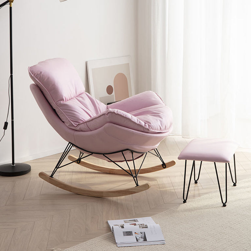 Simple Faux Leather Rocker Chair Plain Rocking Chair with Removable Cushions