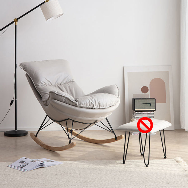 Simple Faux Leather Rocker Chair Plain Rocking Chair with Removable Cushions