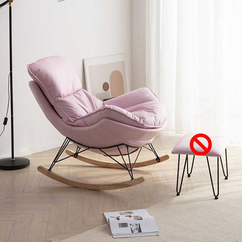 Simple Faux Leather Rocker Chair Plain Rocking Chair with Removable Cushions