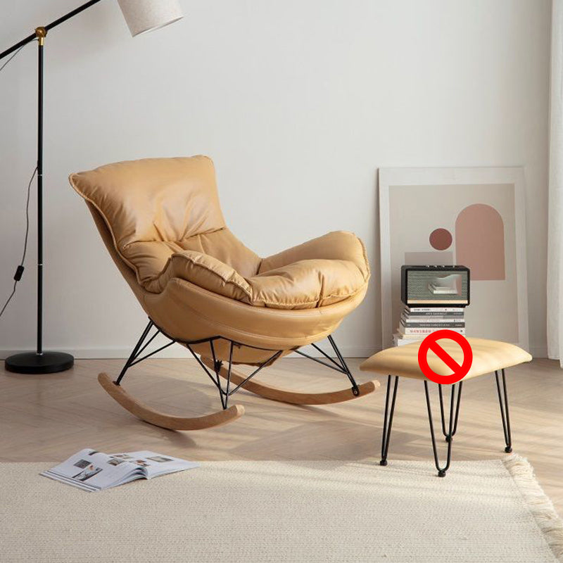Simple Faux Leather Rocker Chair Plain Rocking Chair with Removable Cushions