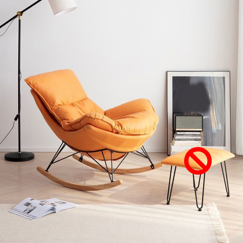 Simple Faux Leather Rocker Chair Plain Rocking Chair with Removable Cushions