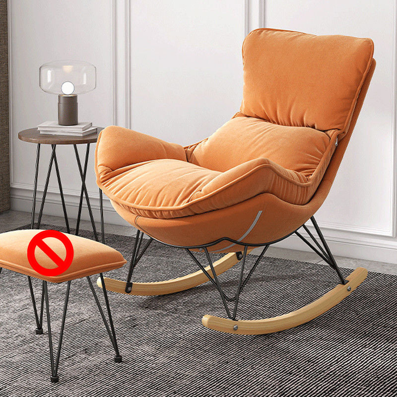 Simple Faux Leather Rocker Chair Plain Rocking Chair with Removable Cushions