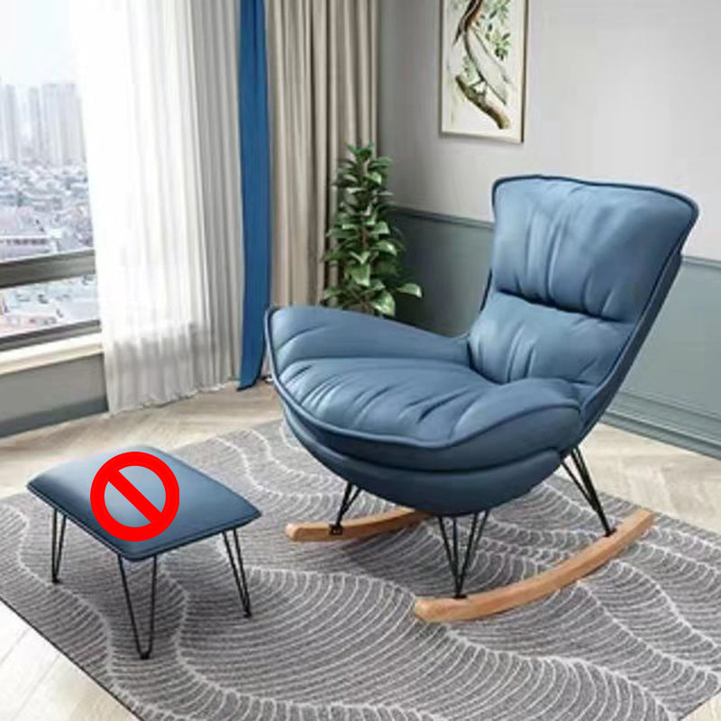 Simple Faux Leather Rocker Chair Plain Rocking Chair with Removable Cushions