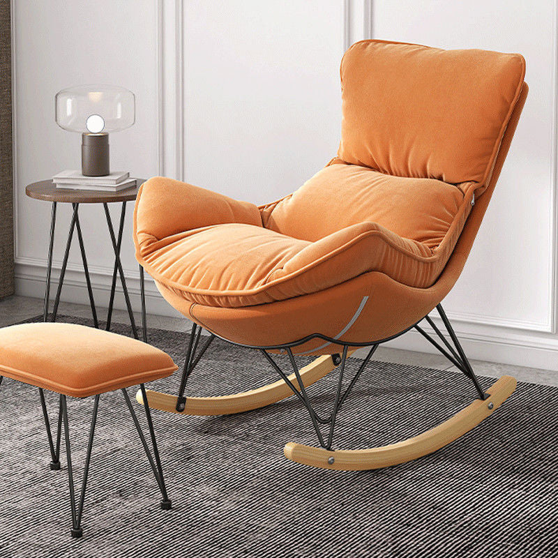 Simple Faux Leather Rocker Chair Plain Rocking Chair with Removable Cushions