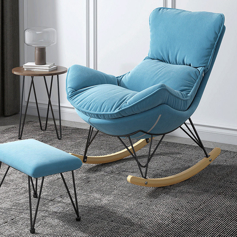 Simple Faux Leather Rocker Chair Plain Rocking Chair with Removable Cushions