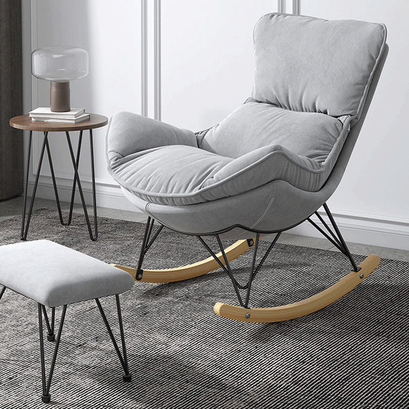 Simple Faux Leather Rocker Chair Plain Rocking Chair with Removable Cushions