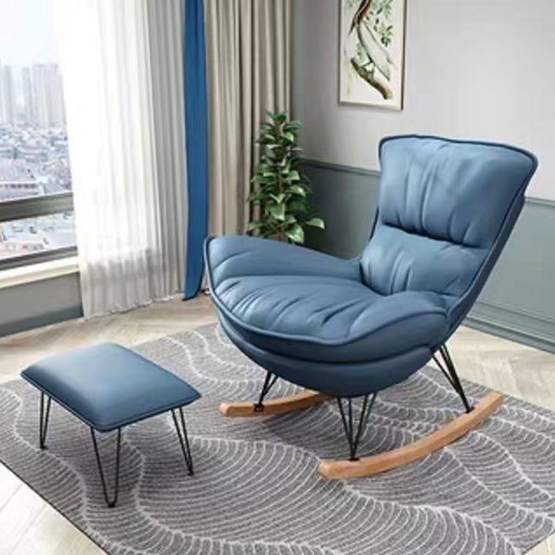 Simple Faux Leather Rocker Chair Plain Rocking Chair with Removable Cushions